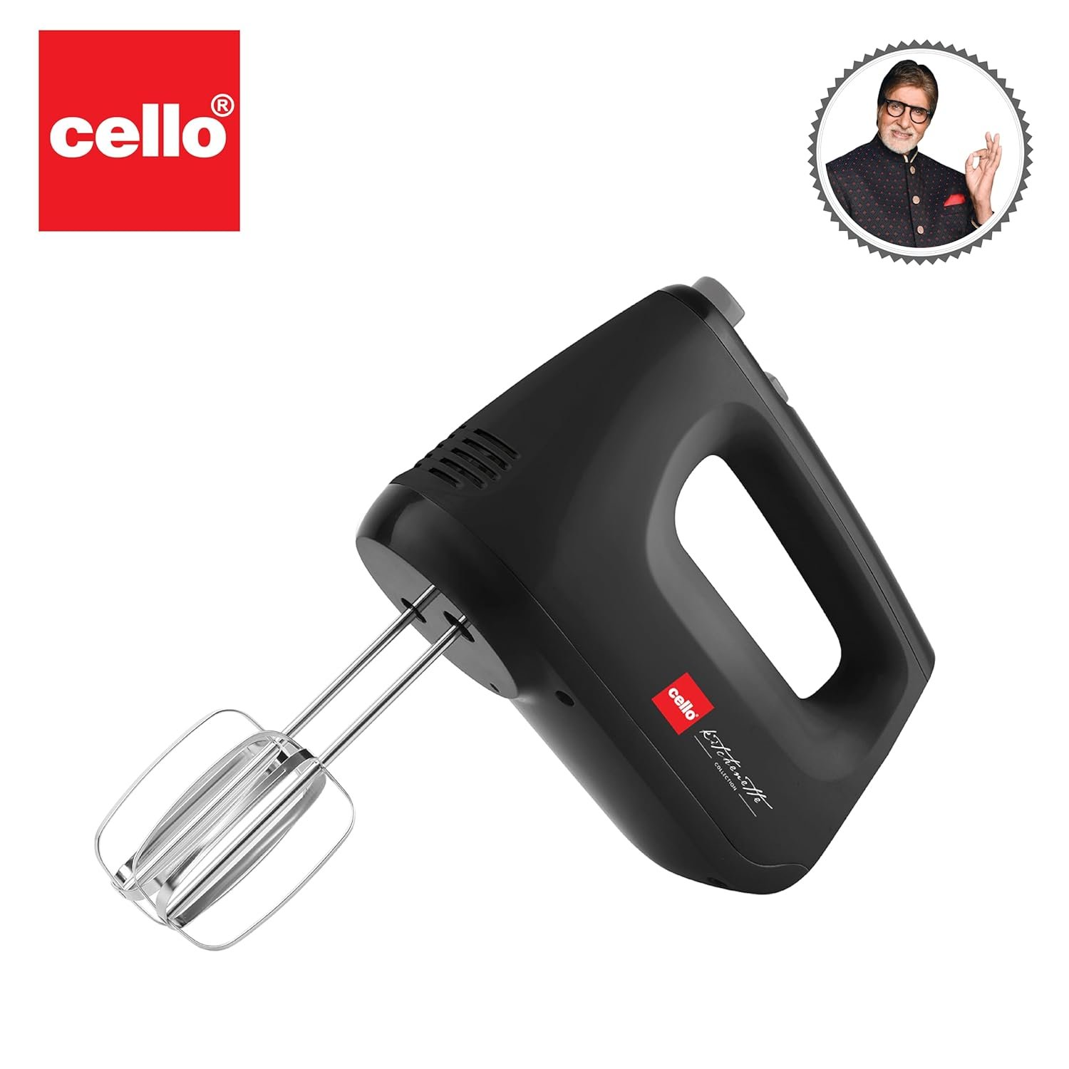 Cello Supreme Plus Hand Beater | Hand Mixer | Beater - Easy Mix, Powerful 400 Watt Motor | 5 Speed Control | Dough Hooks and Strip Beater attachments